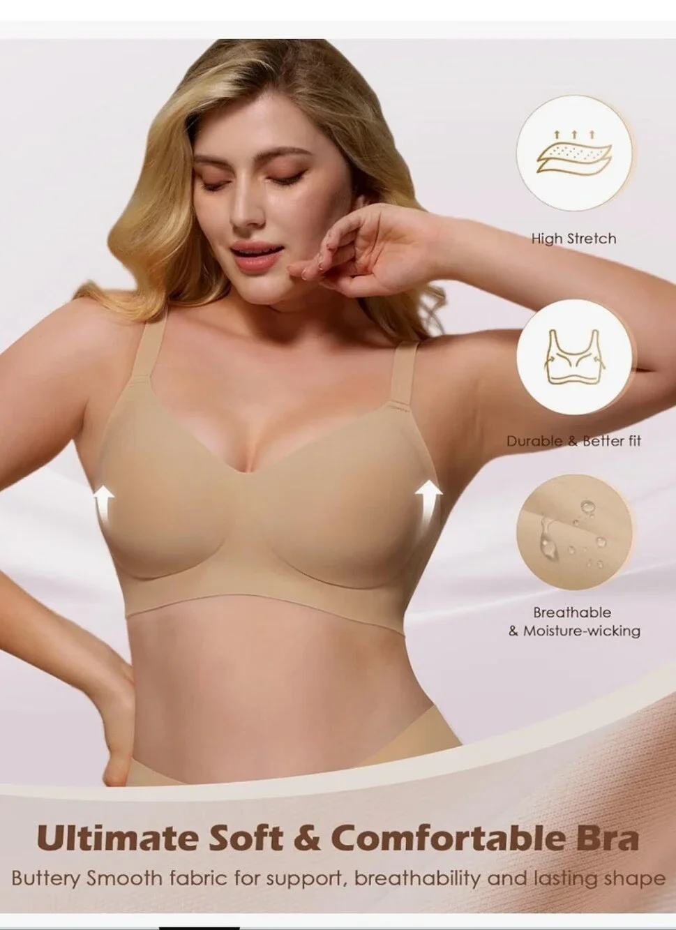 NWT As Fairy Wireless Bras for Women Full Coverage Seamless T-Shirt Size 36DD